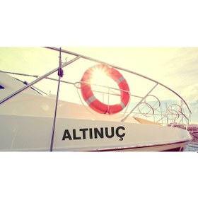 Resim Kişiye Özel Tekne Yat Bot İsim Yazı Sticker 60 Cm Çok Renkli 