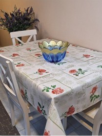 Resim Elyaflı Pvc Muşamba - Desenli Silinebilir Masa Örtüsü Mor 130 X 150 