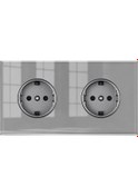 Resim Maiyame Avrupa Standartlarına Uygun 153mm Çift Delikli Cam Panelli Priz - Gri, 250v/16a, Çocuk Koruma Kapaklı 
