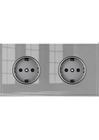 Resim Maiyame Avrupa Standartlarına Uygun 153mm Çift Delikli Cam Panelli Priz - Gri, 250v/16a, Çocuk Koruma Kapaklı 