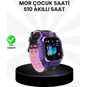 Resim S10 Akıllı Çocuk Saati Mor Model Çift Yönlü Konuşma ve Sos Fonksiyonu 