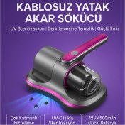Resim Smayling Kablosuz Yatak Akar Sökücü | Uv Sterilizasyonlu, Güçlü Emişli, Sessiz Kullanım – 12V 4500MAH 