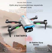 Resim piha S98 Wıfı drone Hd Çift Kameralı Işıklı 2 Batarya ile 30dk Uçuş Süresi Taşıma Çantalı 