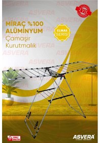 Resim Elmas Serisi - Miraç %100 Alüminyum Çamaşır Kurutmalık - Full-alüminyum Çamaşır Kurutma Askısı Gri 