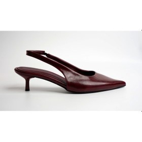 Resim Assortie Bordo İnce Topuklu Slingback Kadın Ayakkabı Bordo 