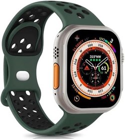 Resim Microsonic Apple Watch Ultra için Kordon Rainbow Band Yeşil Siyah [Watch Ultra ile Uyumlu Kordon - Yeşil Siyah] 