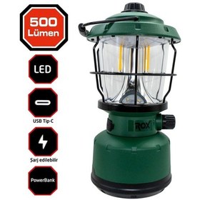 Resim Rox 0217 Şarjlı Retro Outdoor Kamp Feneri 500 Lümen 