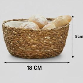 Resim Braventa Collection El Yapımı Hasır Yuvarlak Ekmek Sepeti, Içi Bezli Çok Amaçlı Dekoratif Sepet ve Mutfak Düzenleyici (1 
