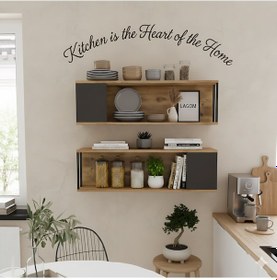 Resim Robin Home Mutfak Rafı Duvar Rafı Kitaplık 2'li Se Ahşap - Antrasit 