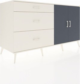 Resim Kronos Konsol 2 Raflı 3 Çekmeceli 2 Kapaklı 176x59x99 Aytaşı-antrasit/aytaşı Antrasıt/aytası - Aytası 