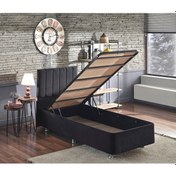 Resim Nironyatak Niron Ela Baza Ve Başlık Seti - 90X190 Cm Tek Kişilik Siyah Kumaş 