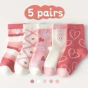 Resim 5 Çift Kız Çocuk Kalp Karikatür Desen Sevimli Tatlı Çorap, Nefes Alabilen Rahat Çorap, Çocukların Trendi Çoraplar 