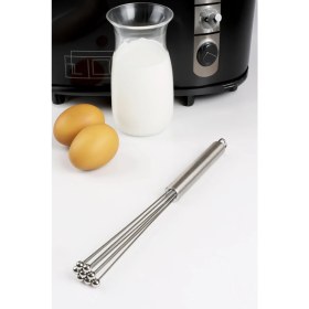Resim Paslanmaz Çelik Uzatıp Kısaltılabilir Metal Boncuk Top Uçlu Yumurta Çırpıcı Sos Karıştırıcı 