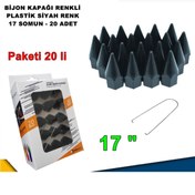 Resim caraks Sivri Mermi Tip Bijon Kapağı Plastik Siyah Renk 17 Mm Bijon Uyumlu 20 Adet - 