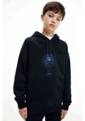 Resim Tool 2 Baskılı Unisex Çocuk Kapüşonlu Siyah Sweatshirt Siyah 