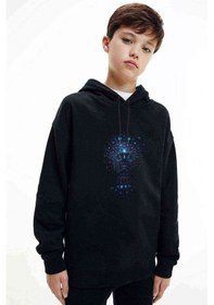 Resim Tool 2 Baskılı Unisex Çocuk Kapüşonlu Siyah Sweatshirt Siyah 