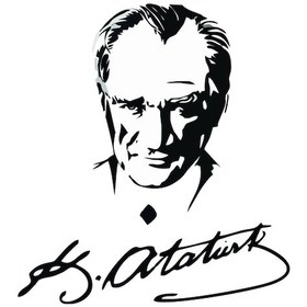 Resim Ataturk İmzalı Sticker Oto-motor-laptop-duvar-dekor 20 X 20 Cm 