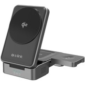 Resim S-Link Sw-cwf116 Siyah Telefon Kulaklık Akıllı Saat 15w 3 In 1 Magsafe 