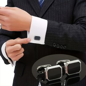 Resim 2 adet 2024 Yeni Kare Kollu Düğme Alaşım Damlalık Yağ Dokusu Basit Moda Erkek Kollu Düğme Seti 