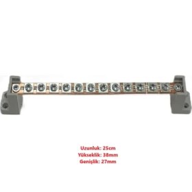 Resim Meepo 12 Vidalı 24 Girişli Faz Nötr Toprak Barası Ayaklı Bakır 15 x 1,5 mm 80 Amper 5V - 400V AC / DC 