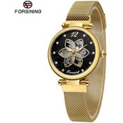 Resim Xiyyadms Forsining Şık Yıldız Desenli Otomatik Mekanik Kadın Kol Saati - Siyah Yüz, Altın Kordon Çok Renkli 