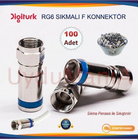 Resim Rg6 Digitürk Sıkmalı F Konnektör - 100 Adet 