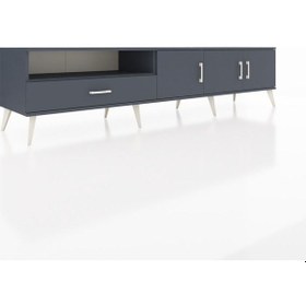 Resim Hyperion Tv Ünitesi 3 Raflı Tek Çekmeceli 3 Kapaklı 220x44x51 Antrasit-antrasit Antrasıt/antrasıt - Antrasıt 