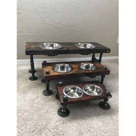 Resim Blbn Design Dekoratif Borudan Kedi Köpek Mama Standı 3'lü Set 