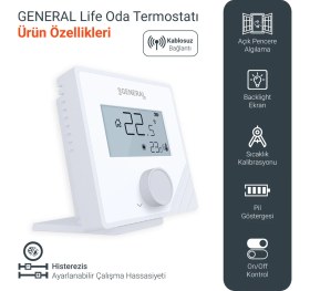 Resim General Life Mitra HT25S Rf Kablosuz Oda Termostatı 