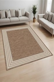 Resim Rovigo Dijital Baskı Yıkanabilir Kaymaz Taban Salon Halısı Ve Yolluk RV166-FNL472, Kahverengi, 100 x 300 