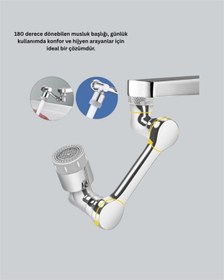 Resim 2 Modlu 1080 Dönebilen Musluk Başlığı Esnek 3 Eklemli Hareketli Tasarım Çok Renkli 