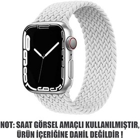 Resim Microsonic Apple Watch Series 3 42mm için Kordon, (Medium Size, 147mm) Knitted Fabric Single Loop Beyaz [Watch Series 3 42mm ile Uyumlu Kordon - Beyaz] 