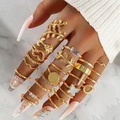 Resim 24 adet Büyük Set Yaprak, Kelebek, Gül ve Moda Yığın Halkaları ile 