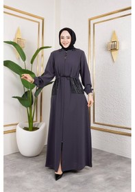 Resim Nevayla Moda Cep Detaylı Bağlamalı Ferace - Antrasit / F0138 Antrasit 