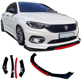 Resim Ön Tampon Eki Universal Ön Lip Fiat Egea Uyumlu Ön Karlık Siyah-kırmızı 