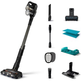 Resim Philips Aqua Plus Premium Kablosuz Şarjlı Dik Süpürge, 80 Dakika Kullanım Süresi, Islak ve Kuru Kullanım, Tek Harekette Sil ve Süpür, Onerous Lambader 