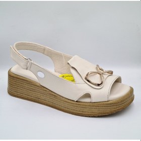 Resim Mammamia D25ys-2780 Kemik Renk Hakiki Deri Cırtlı Kadın Sandalet Kemik 