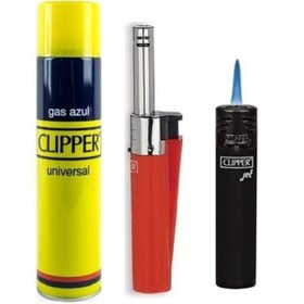 Resim Clipper Efsane Set 1 Adet Jet Rüzgar Çakmağı 1 Adet Mini Tube Çakmak 1 Adet Çakmak Gazı 
