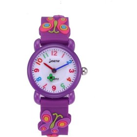 Resim Sones Jnew A335-21975 Çocuk 3d Silikon Karikatür Kelebek Su Geçirmez Kuvars Saat Gül Kırmızısı 