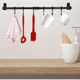 Resim Özgün Adım Duvara Monte Edilen 6 Kancalı Dekor Kaşıklık Ve Kupa Askısı 