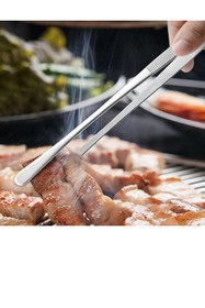 Resim Hane Dostu 30 Cm Paslanmaz Çelik Yiyecek Servis Maşası Şef Cımbızı Air Fryer Barbekü Izgara Maşa 