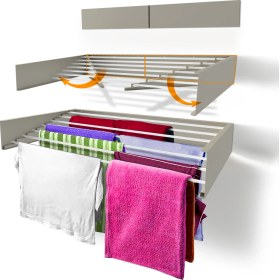 Resim Unique Design Belize 120cm Dekoratif 7 Borulu Duvara Monte Çamaşır Askısı Cappuccino 