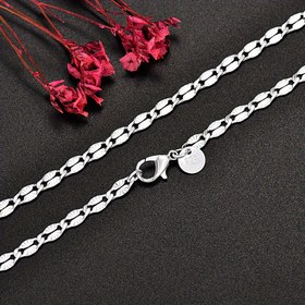 Resim 1 adet Sıcak İnce 925 ayar gümüş 4mm genişlik muhteşem Zincir Kolye DIY Aksesuarlar Kadın erkek Bayan Düğün partisi Hediyesi 18-30 inç 45-75cm 