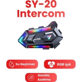 Resim SEYUTECH SY-20 Bluetooh 5.3 Motosiklet Kask Kulaklık Intercom RGB Işıklı Motorsiklet Interkom 