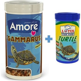 Resim Gammarus 1000ml + Lotus Turtle Sticks 250ml Kaplumbağa Yemi 
