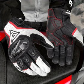 Resim Motorsiklet Sürme Eldivenleri Nefes Alabilir Siyah Beyaz Kırmızı Unisex M-XXL 