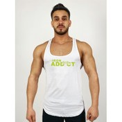 Resim Beyaz Erkek Regular Fit -Iron Addict- Baskılı Sporcu Atlet 