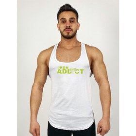 Resim Beyaz Erkek Regular Fit -Iron Addict- Baskılı Sporcu Atlet 