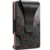 Resim Erkekler için yüksek kaliteli rastgele desenli RFID korumalı cüzdan | Metal kart tutucu ve ultra ince tasarım | Minimalist kırmızı/mavi/siyah/altın renk seçenekleri 