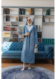Resim 6329-taşlı Denim Kapşonlu Kap Mavi Mavi 